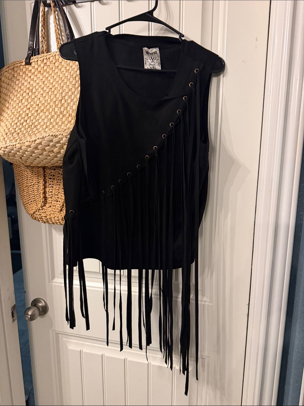 Vocal Black Sleeveless Fringe Tank Top
